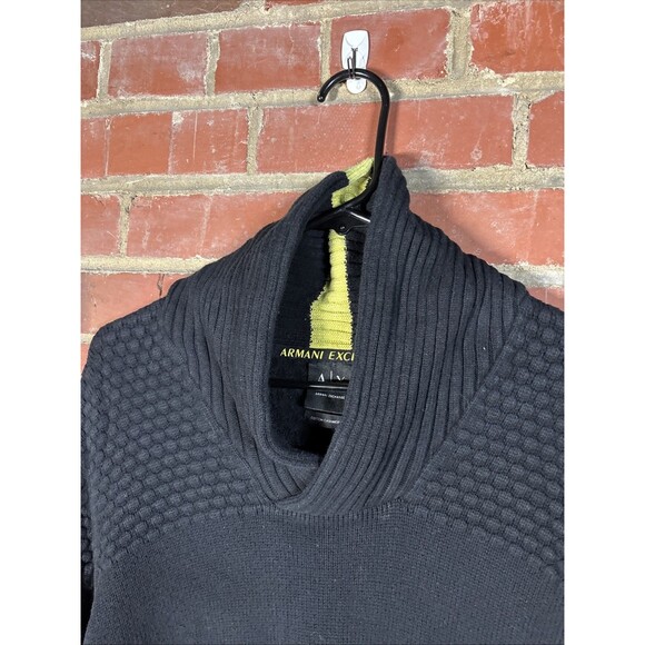 ARMANI EXCHANGE Mens Shawl Neck Sweater Black Long Sleeve Basic Size Large - Picture 2 of 7